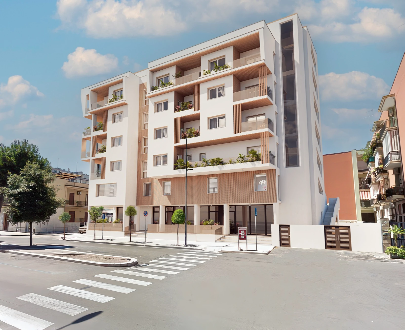 Render dell’edificio visto dalla strada